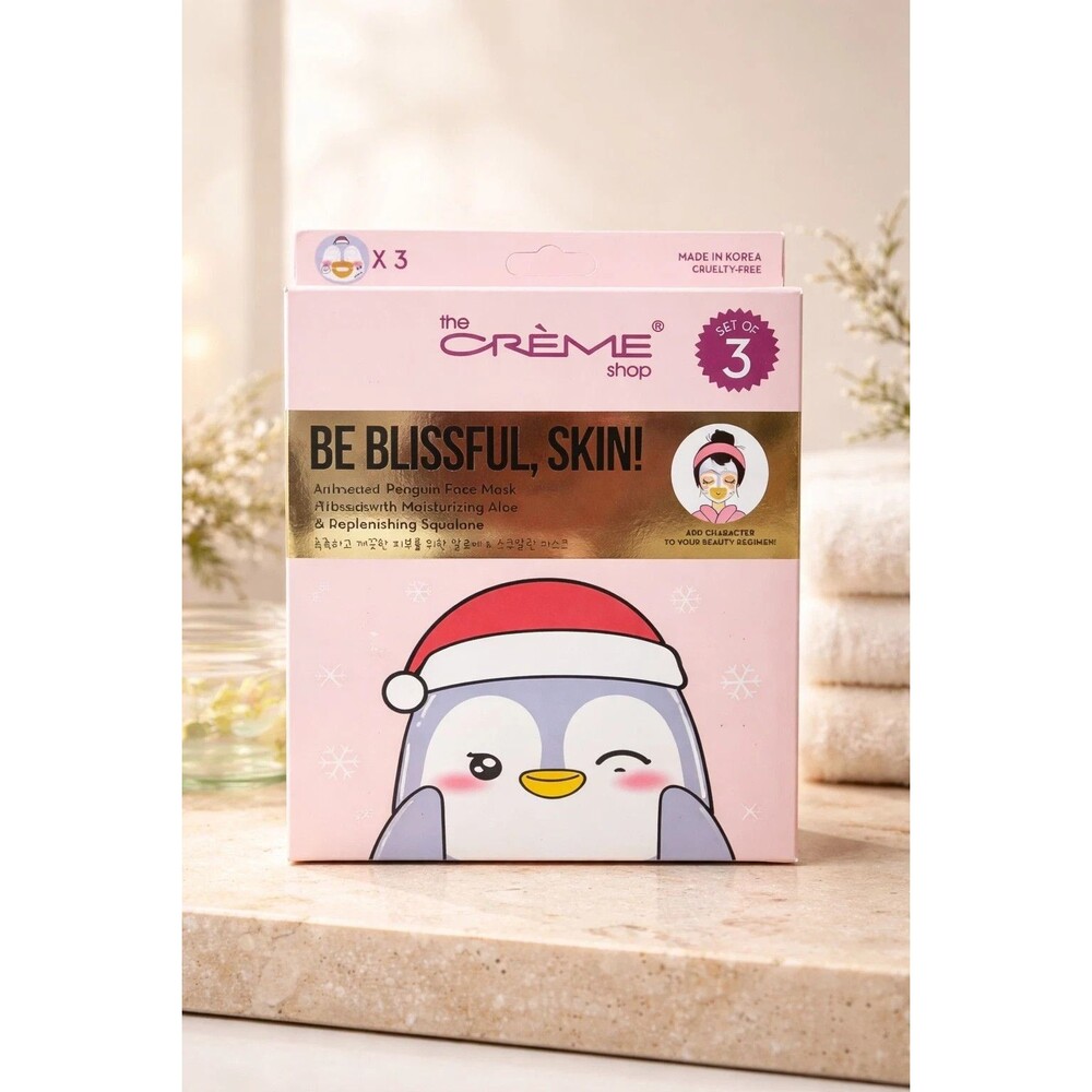 The Creme Shop Be Blissful, Skin Moisturizing Aloe Face Mask Penguin Set of 3 - Picture 1 of 2